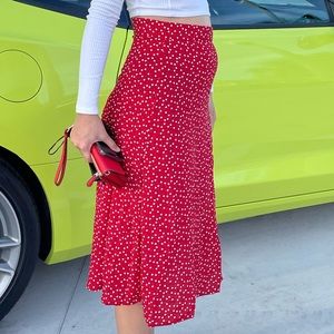 Red hearts Midi slit Skirt - small (4)